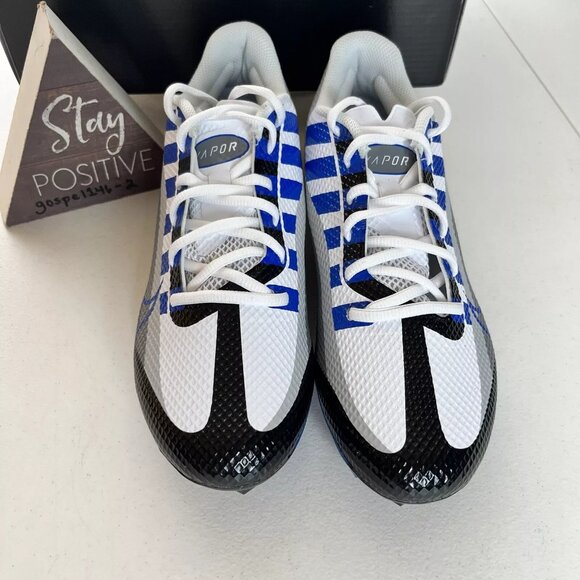 Nike Vapor Edge Speed 360 Size 8 Football Cleats White Royal Blue Black Grey - Picture 2 of 7